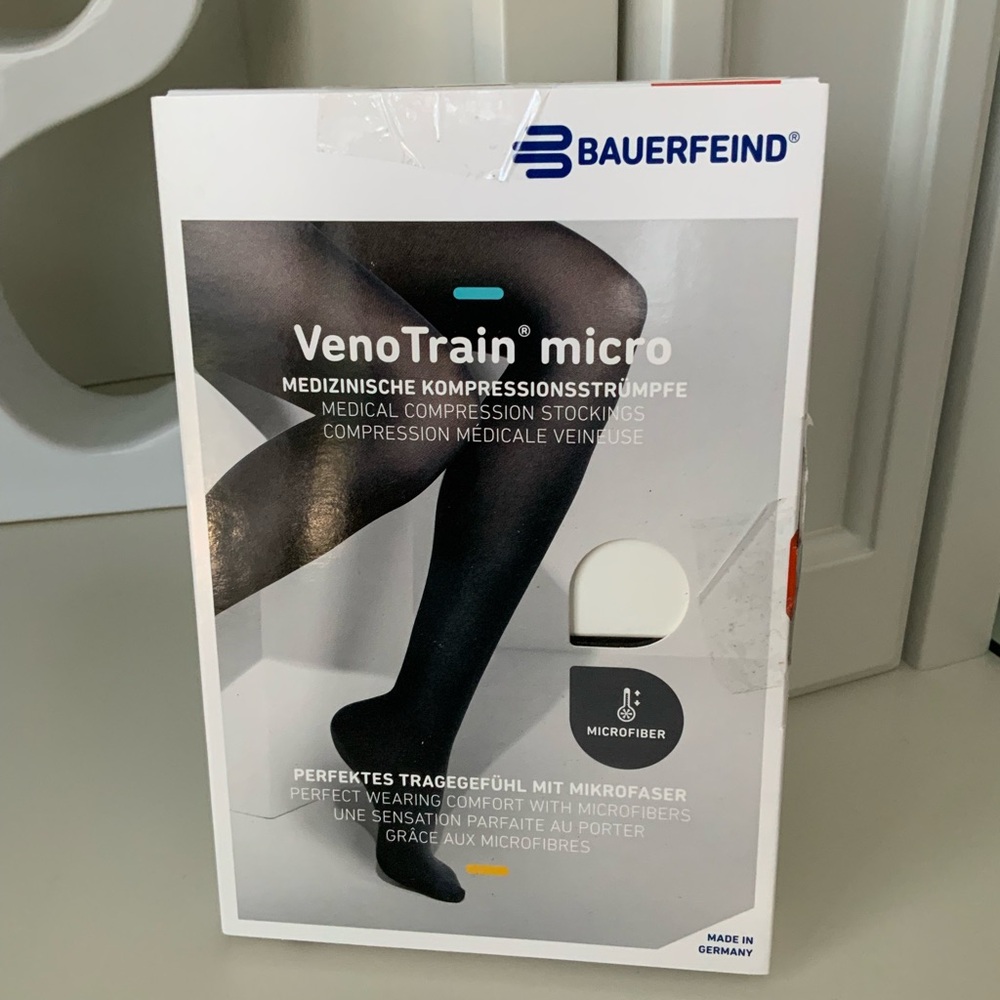 BAUERFEIND Micro Medical compression Stockings Plus Short Black Size Large NEW
